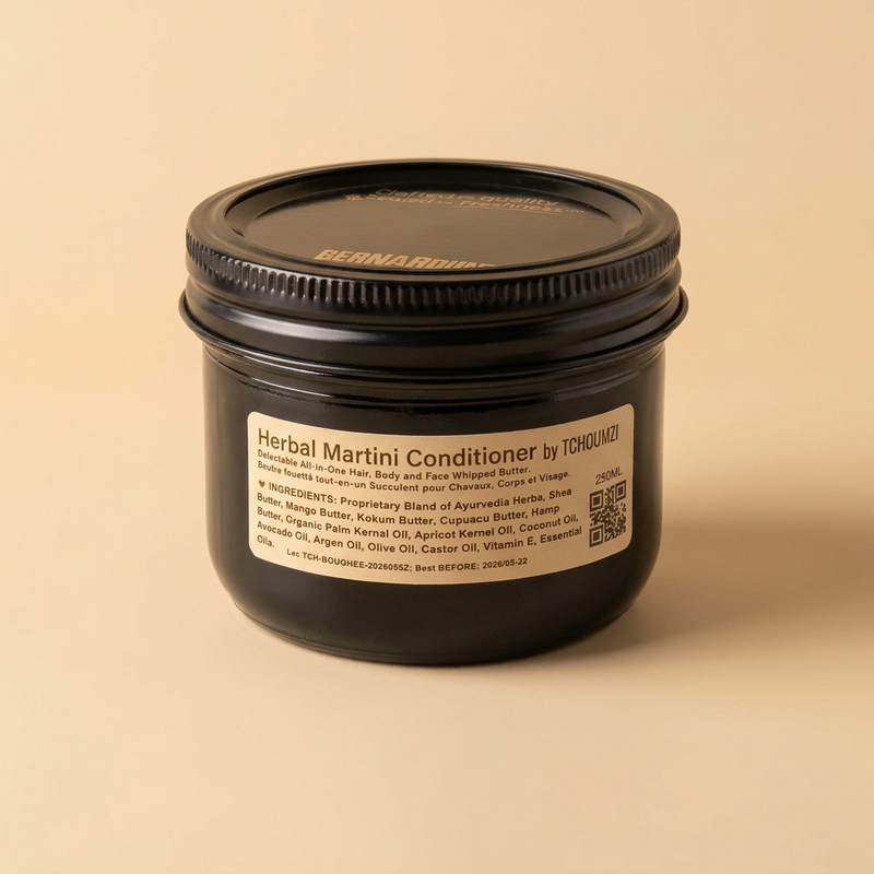 Herbal Martini conditioner by Maison Tchoumzi on a warm cream background